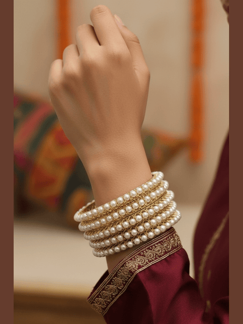 Aganya kreation Bangles Santati Real Pearl Bangles - Timeless Elegance
