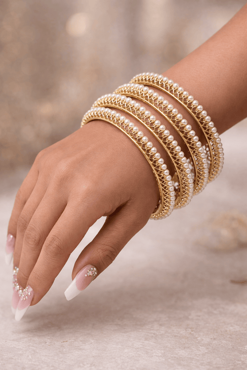 Aganya kreation Bangles Santati Real Pearl Bangles - Timeless Elegance
