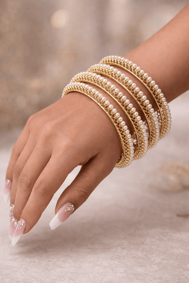 Aganya kreation Bangles Santati Real Pearl Bangles - Timeless Elegance