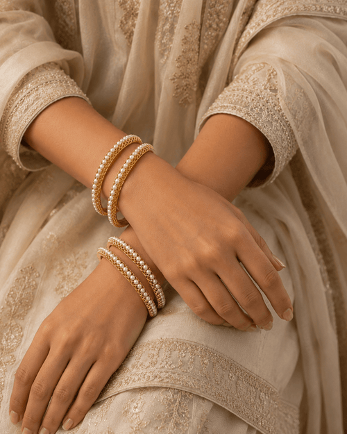 Aganya kreation Bangles Santati Real Pearl Bangles - Timeless Elegance 2.6