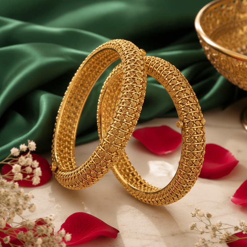 Aganya kreation Bangles Sharvani Heritage Gold  Matt Finish Designer Bangles for Women 2.2