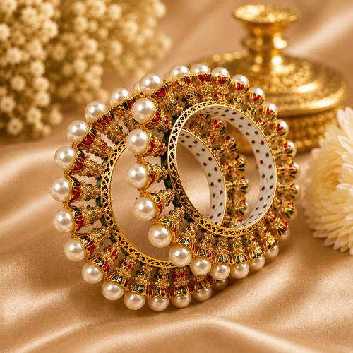Aganya kreation Bangles Shefali Rajwadi Jadau Bangles - Exquisite Brass Jewelry