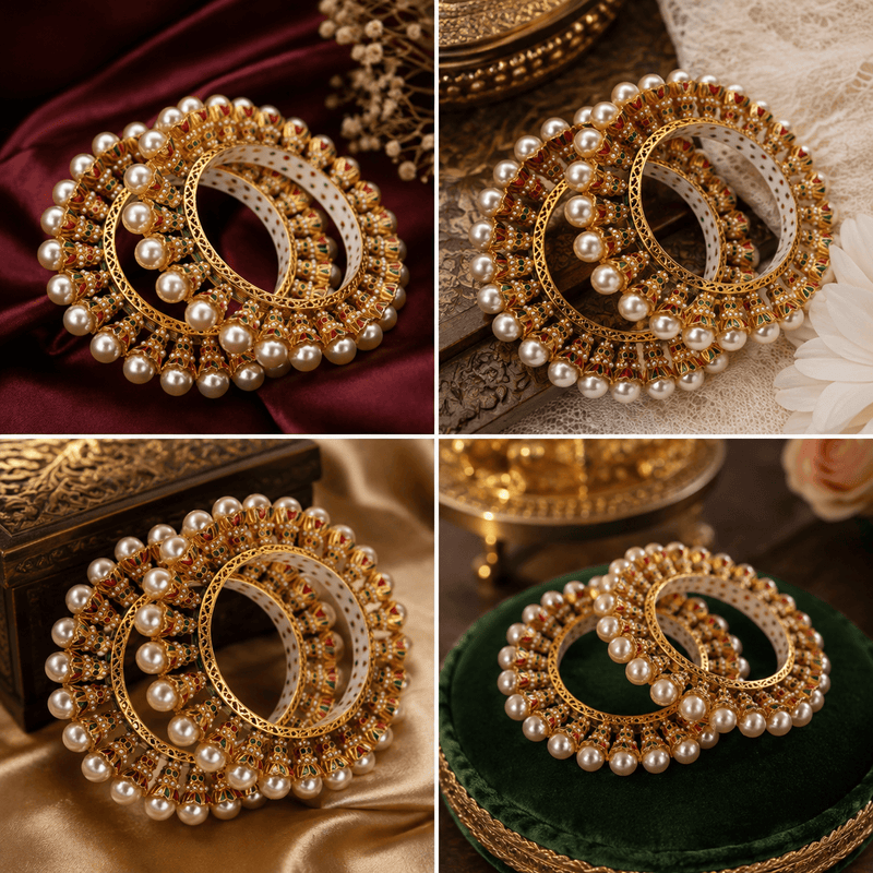 Aganya kreation Bangles Shefali Rajwadi Jadau Bangles - Exquisite Brass Jewelry