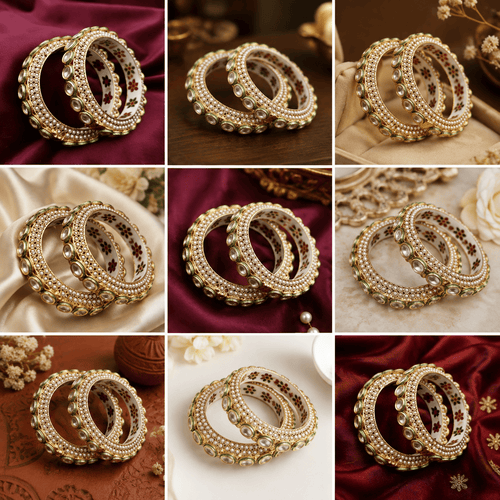 Aganya kreation Bangles Shovina Rajwadi Jadau Kundan Bangles - Exquisite Brass Jewelry