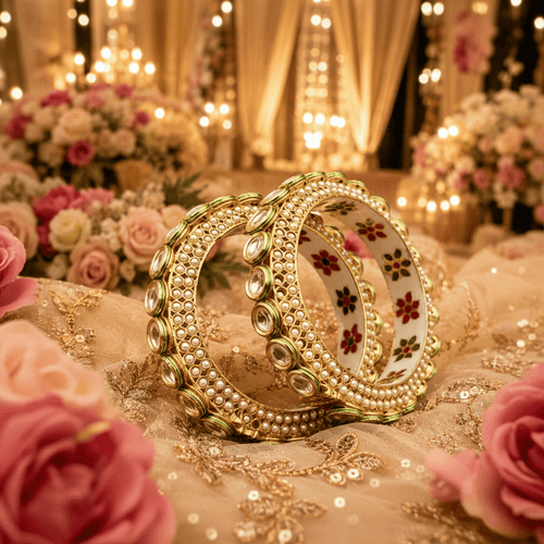 Aganya kreation Bangles Shovina Rajwadi Jadau Kundan Bangles - Exquisite Brass Jewelry