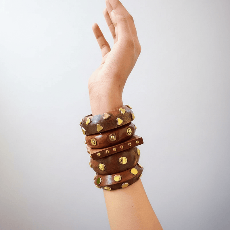 Aganya kreation Bangles Soma Wooden Bangle Stack - Elegant 5-Piece Set