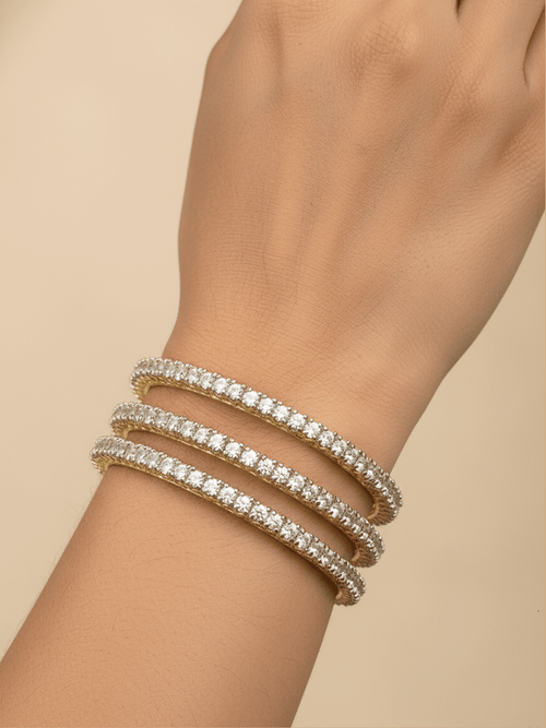 Aganya kreation Bangles Sonishi CZ Bangles - Elegant Gold Plated Copper Alloy Set  For Women & Girls