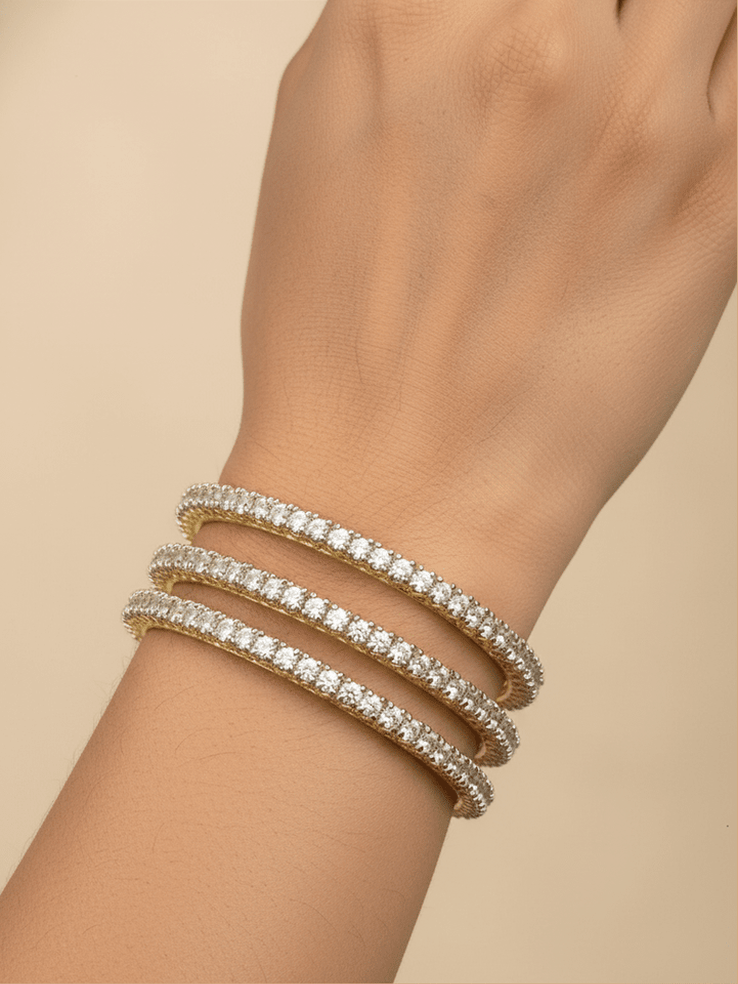 Aganya kreation Bangles Sonishi CZ Bangles - Elegant Gold Plated Copper Alloy Set  For Women & Girls