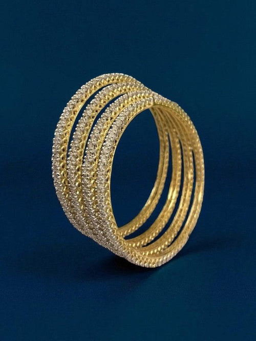 Aganya kreation Bangles Sonishi CZ Bangles - Elegant Gold Plated Copper Alloy Set  For Women & Girls