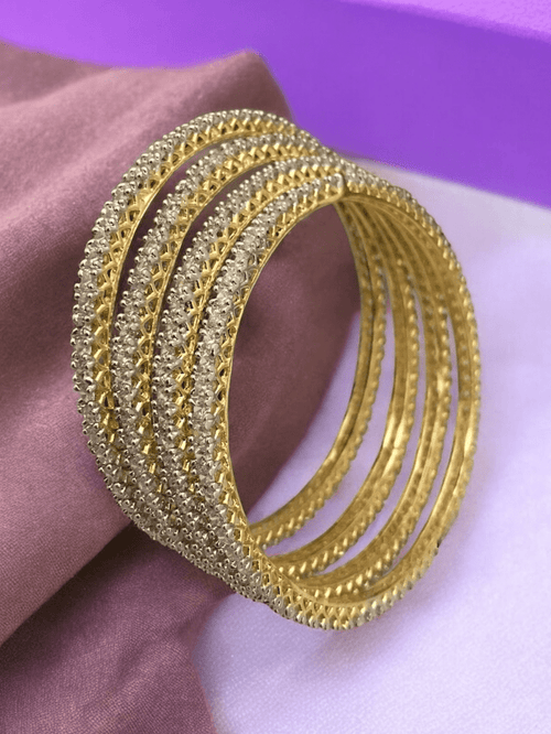 Aganya kreation Bangles Sonishi CZ Bangles - Elegant Gold Plated Copper Alloy Set  For Women & Girls 2.4