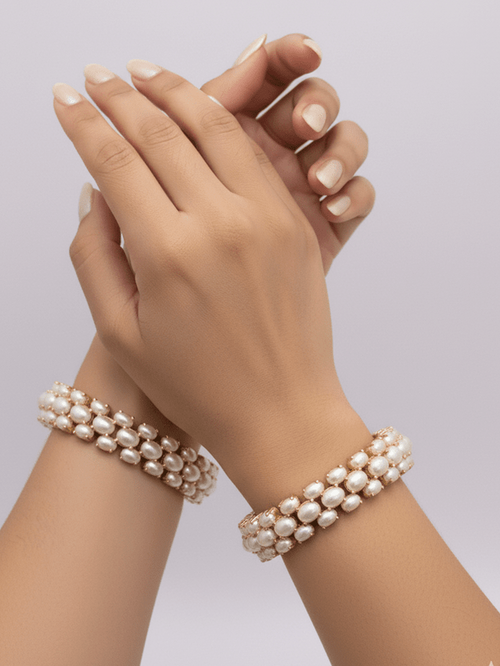 Aganya kreation Bangles Elegant Svadhiti Real Pearl Bangles - Unique Handcrafted Design
