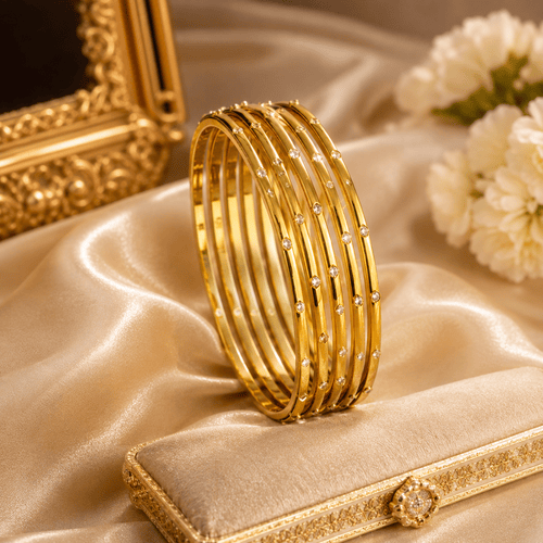 Aganya kreation Bangles Urmila Bangles - Elegant Gold Polish Brass Jewelry