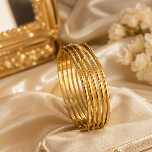 Aganya kreation Bangles Urmila Bangles - Elegant Gold Polish Brass Jewelry