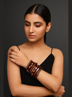 Aganya kreation Bangles Usha Wooden Bangle Stack - Elegant 6 PCS Kada Set