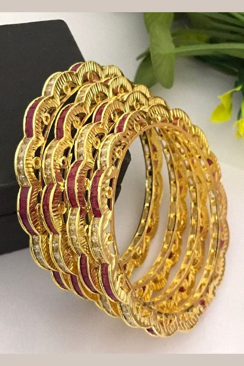 Aganya kreation Bangles Vaanya Designer Bangles - Elegant Gold Plated Copper Alloy Set