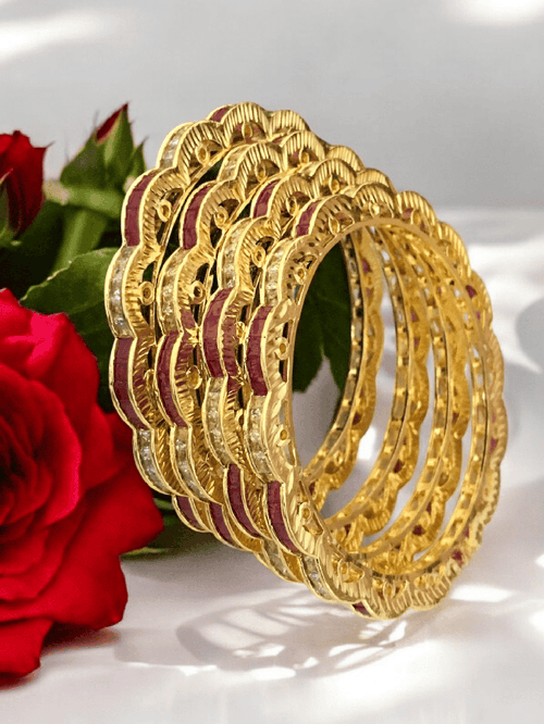 Aganya kreation Bangles Vaanya Designer Bangles - Elegant Gold Plated Copper Alloy Set 2.4