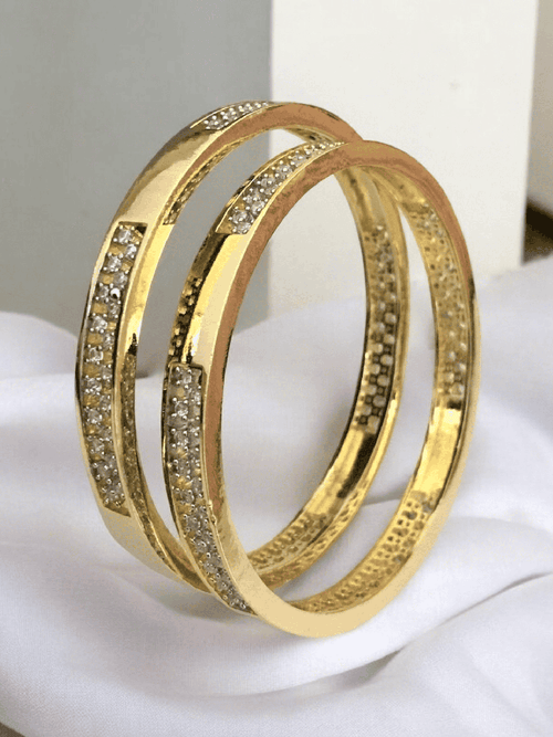 Aganya kreation Bangles Zia Shimmer Line Cubic Zirconia Designer Bangles 2.4