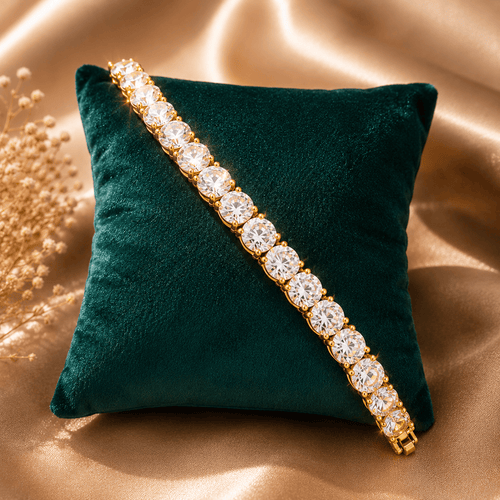 Aganya kreation Bracelet Aarika Royale Tennis Bracelet | Luxury CZ Diamond Bracelet for Women Goldwhite