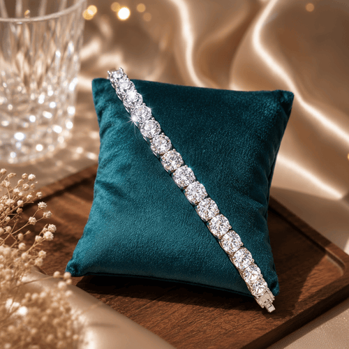 Aganya kreation Bracelet Aarika Royale Tennis Bracelet | Luxury CZ Diamond Bracelet for Women Silver