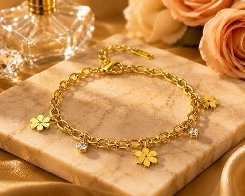 Aganya kreation Bracelet B-183-18k Gold Plated Stainless Steel Tarnish Free Waterproof Female Jewellery