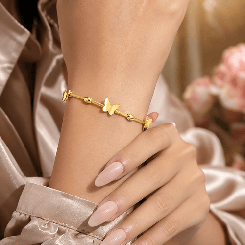 Aganya kreation Bracelet Butterfly wings bracelet 18k Gold Plated Stainless Steel Tarnish Free Waterproof Female Jewellery