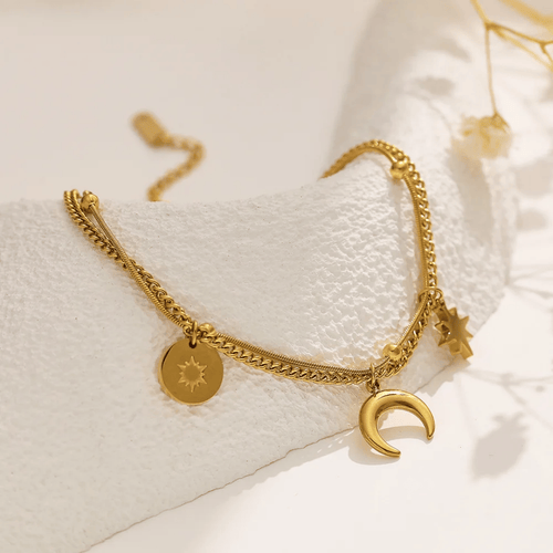 Aganya kreation charm Bracelet 18k Gold Plated Stainless Steel Tarnish Free Waterproof Female Jewellery