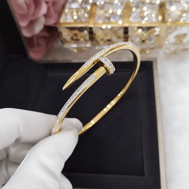 Aganya kreation Nail Bracelet 18k Gold Plated Stainless Steel Tarnish Free Waterproof Female Jewellery