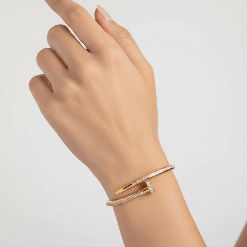 Aganya kreation Bracelet Nail Bracelet 18k Gold Plated Stainless Steel Tarnish Free Waterproof Female Jewellery