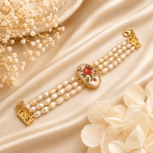 Aganya kreation Bracelet Tiana Freshwater Pearl Charm Bracelet for women