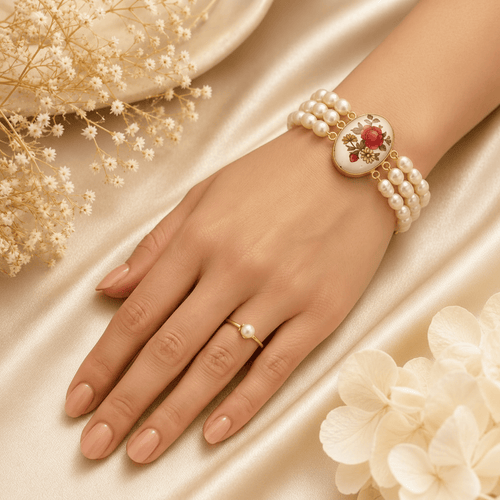 Aganya kreation Bracelet Tiana Freshwater Pearl Charm Bracelet for women