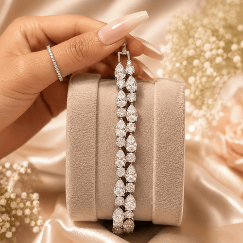 Aganya kreation Bracelet Vierelle Pear Cut Zirconia Tennis Bracelet | AAA Cubic Zirconia Luxury Bracelet for Women