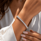 Aganya kreation Bracelet Zirconia Heart Link Bracelet for Women – Silver Finish | Handset Designer Jewellery