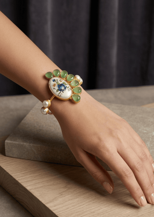 Aganya kreation Bracelets Brahmi Real Pearl Bracelet - Elegant Brass & Gold Finish