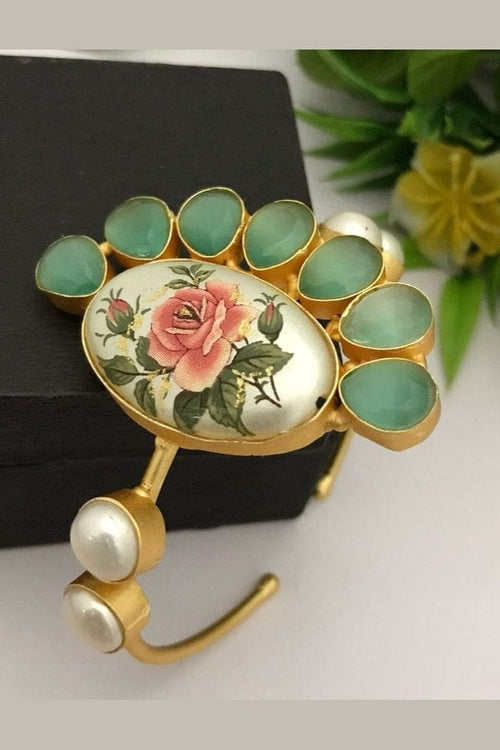 Aganya kreation Bracelets Brahmi Real Pearl Bracelet - Elegant Brass & Gold Finish