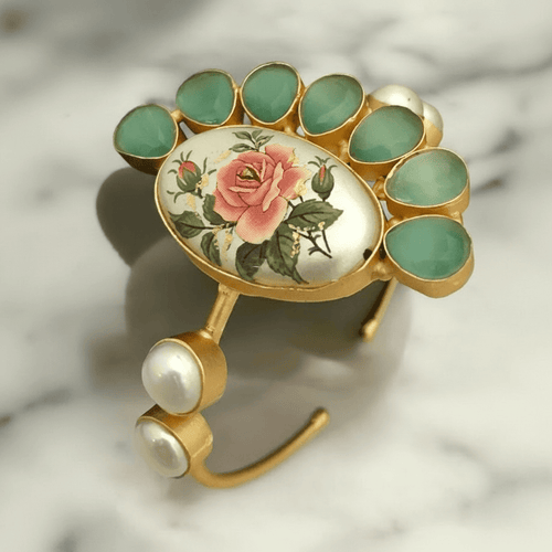 Aganya kreation Bracelets Brahmi Real Pearl Bracelet - Elegant Brass & Gold Finish