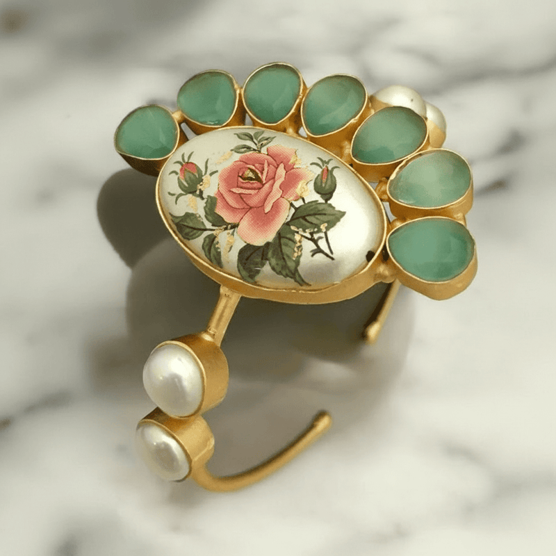 Aganya kreation Bracelets Brahmi Real Pearl Bracelet - Elegant Brass & Gold Finish