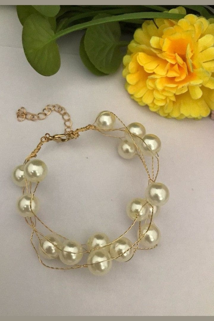 Aganya kreation Bracelets Elegant Jasmine Bracelet with Gold Plating and Pearls