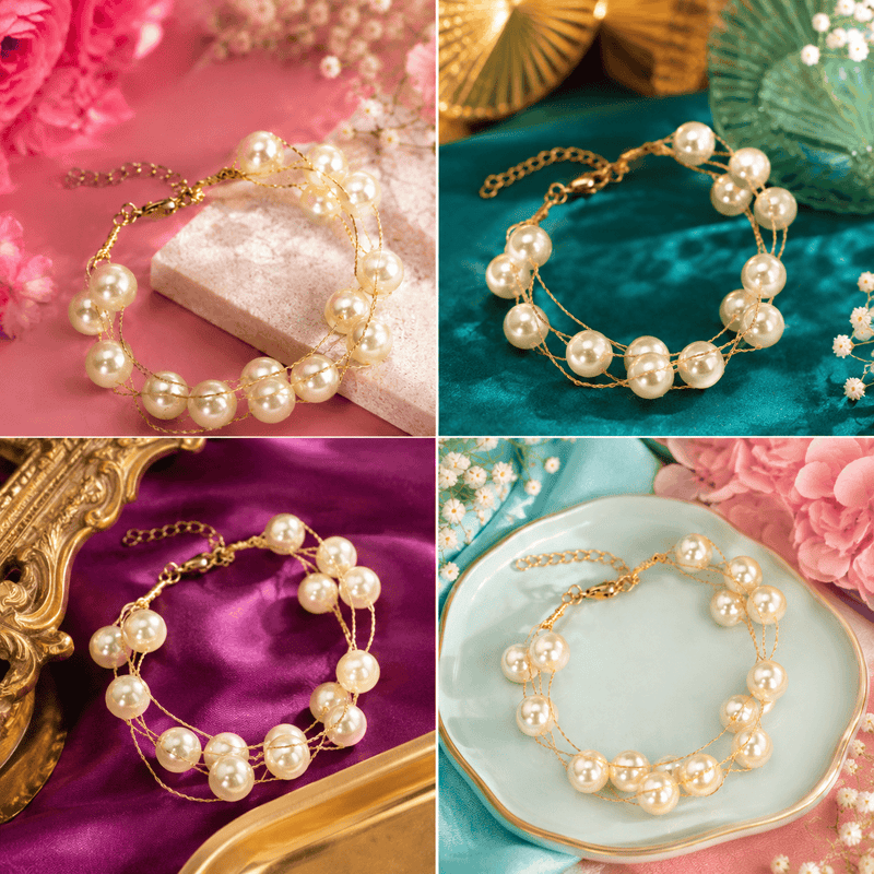 Aganya kreation Bracelets Elegant Jasmine Bracelet with Gold Plating and Pearls