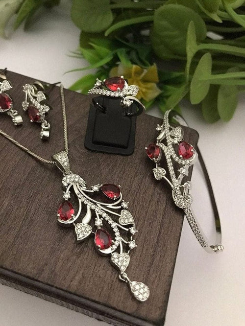 Aganya kreation Bracelets Elegant Pushp Combo - Ethnic & Western Jewelry Set Ruby Red