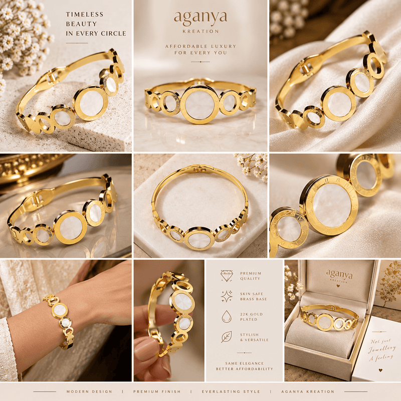 Aganya kreation Bracelets Elegant White Mop Bracelet - Hypoallergenic Stainless Steel anti tarnish