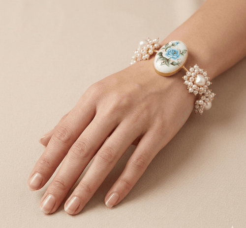 Aganya kreation Bracelets Farzana Real Pearl Bracelet - Elegant Gold-Plated Design