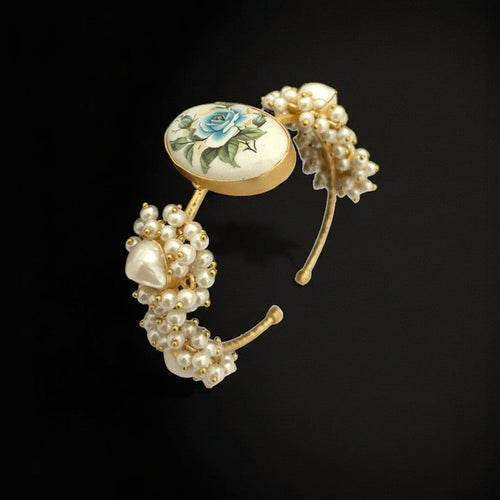 Aganya kreation Bracelets Farzana Real Pearl Bracelet - Elegant Gold-Plated Design