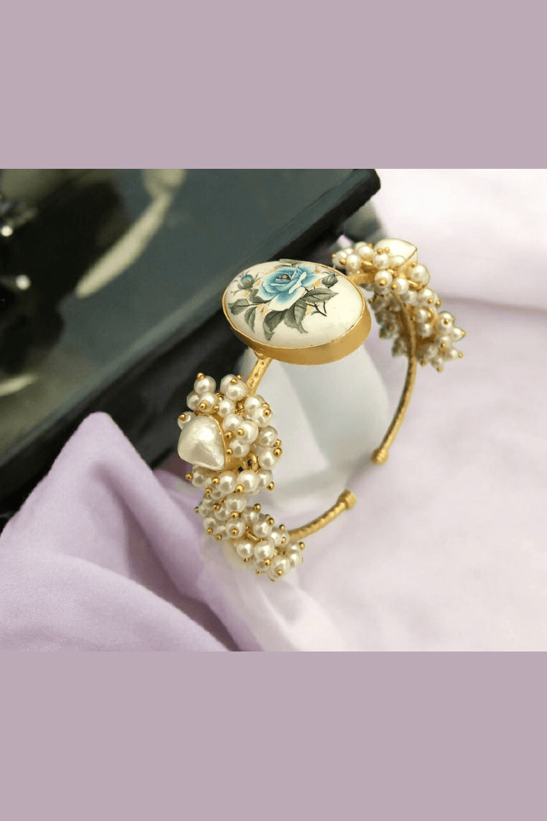 Aganya kreation Bracelets Farzana Real Pearl Bracelet - Elegant Gold-Plated Design