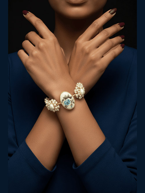 Aganya kreation Bracelets Farzana Real Pearl Bracelet - Elegant Gold-Plated Design