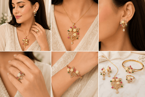 Aganya kreation Bracelets Hema Combo - Elegant Rose Gold Jewelry Set