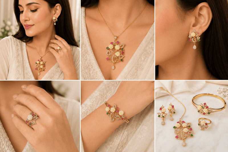 Aganya kreation Bracelets Hema Combo - Elegant Rose Gold Jewelry Set