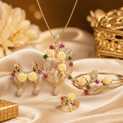 Aganya kreation Bracelets Hema Combo - Elegant Rose Gold Jewelry Set