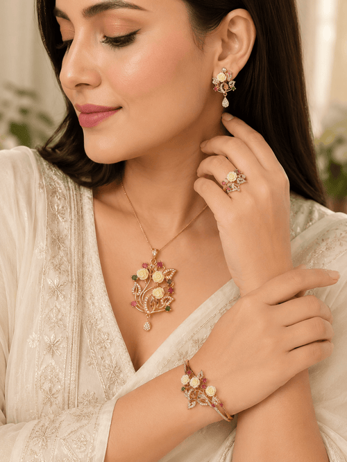Aganya kreation Bracelets Hema Combo - Elegant Rose Gold Jewelry Set