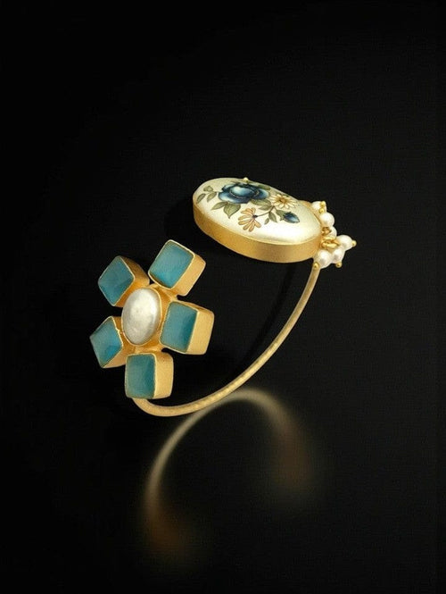 Aganya kreation Bracelets Ikshita Real Pearl Bracelet - Elegant Brass & Gold Design