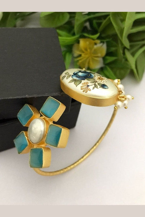 Aganya kreation Bracelets Ikshita Real Pearl Bracelet - Elegant Brass & Gold Design